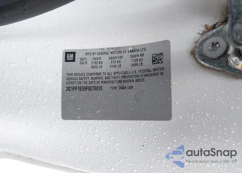 2015 Chevrolet Camaro 2Lt z USA, uszkodzony, nr VIN 2G1FF1E39F9278016